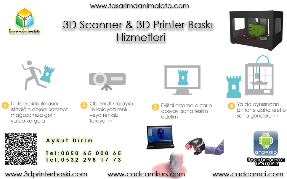 cadcam cnc Solidworks Solidcam Kursu lisans satısı,3d printer baskı hizmetleri izmir kalıp tasarımı ve imalatı Lazer Tarama 3D Scanner